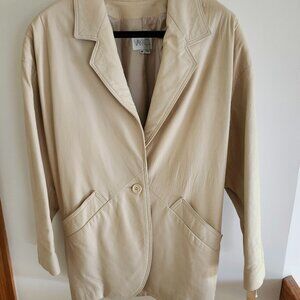 NEW with tags light beige Vakko leather jacket
